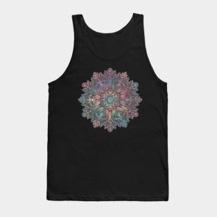 Winter Sunset Mandala in Charcoal, Mint and Melon Tank Top